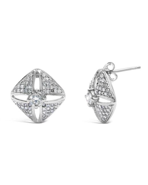 Haus of Brilliance Metallic 925 Sterling 1.0 Cttw Diamond Studded Rhombus Stud Earring (H-I Color, I2-I3 Clarity)