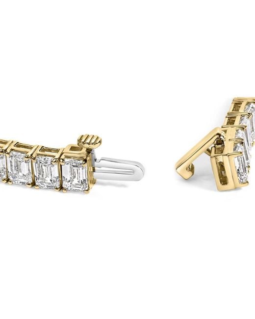 Haus of Brilliance Metallic Igi Certified 14K 18 1/2 Cttw Emerald Cut Lab Grown Diamond Tennis Bracelet