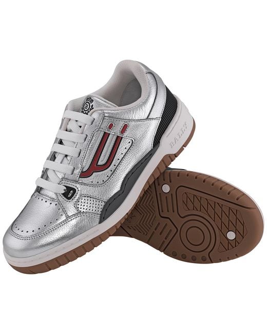 Bally Gray Laminated Kuba Champion Calf Leather Low-Top Sneakers