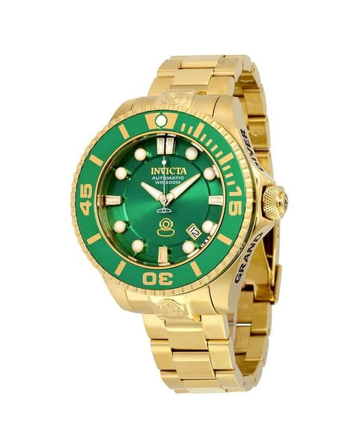 Invicta Metallic Pro Diver Automatic Green Dial Gold-plated Watch for men