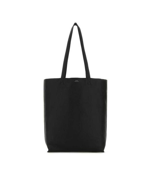 A.P.C. Black Leather Maiko Shopping Bag for men