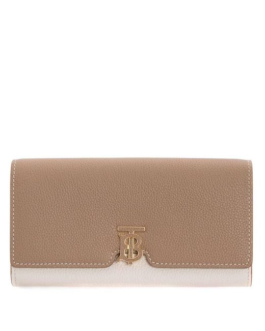 Burberry Brown Tri-Tone Grainy Leather Tb Long Wallet