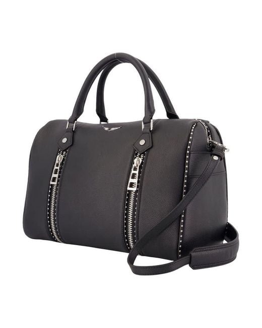 Zadig & Voltaire Black Studded Cowhide Top Handle Bag