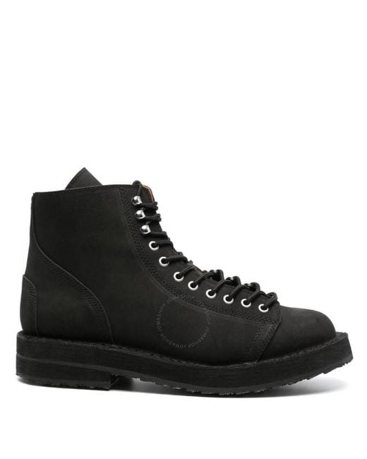 Yohji Yamamoto Black Lace-up Leather Ankle Boots for men