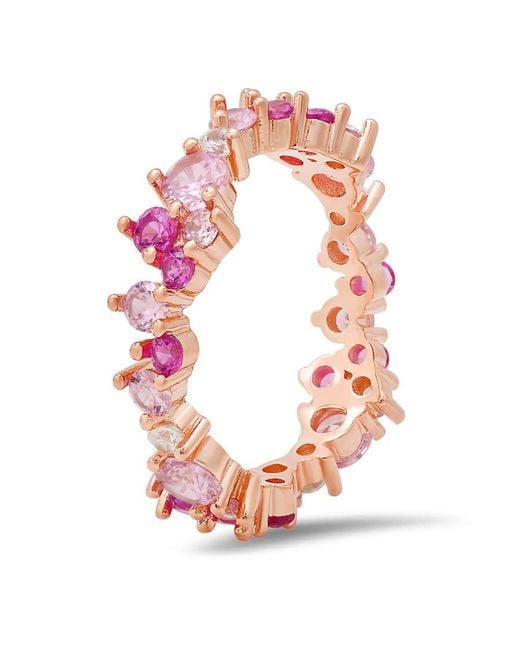 Kylie Harper Pink 14K Rose Over Abstract Sapphire Ombre Eternity Band Ring