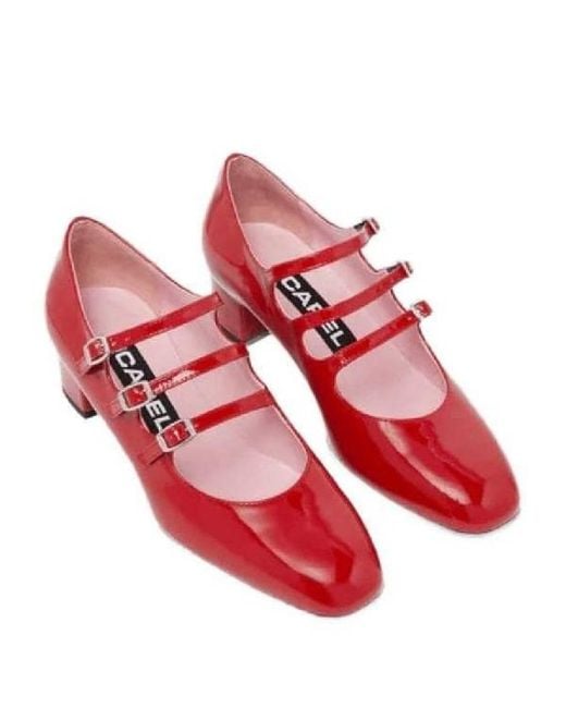 CAREL PARIS Red Kina Patent Leather Pumps, Brand Size 36.5 (Us