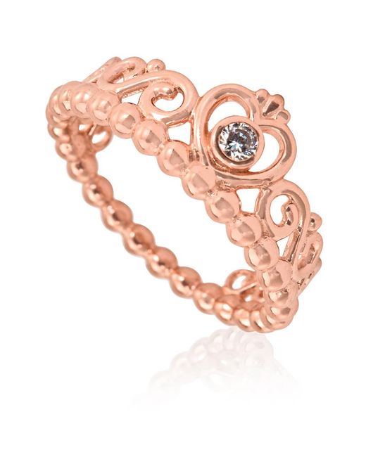 Pandora Pink Ladies 14K Rose Princess Tiara Crown Ring