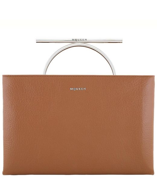 Alexander McQueen Brown Pecan Ladies Cross-Bar Clutch