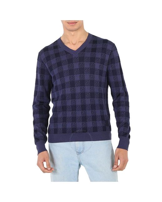Roberto Cavalli Blue Zebra Vichy Jacquard Sweater for men
