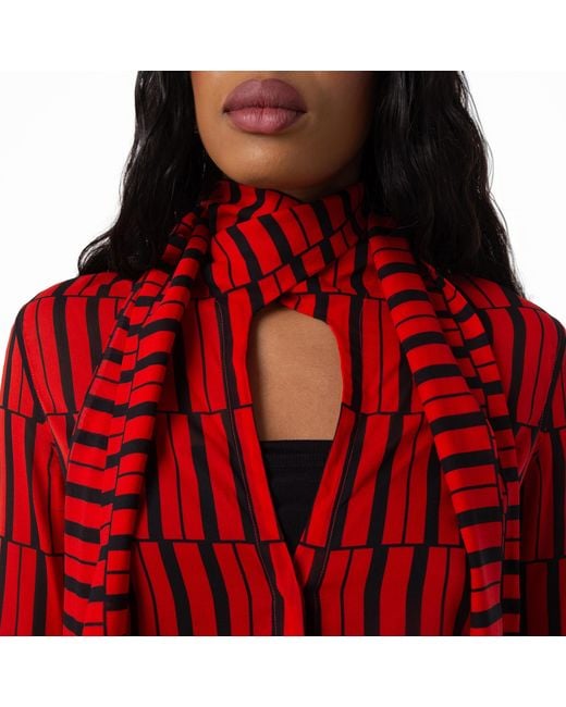 Ferragamo Red Stripe Print Long-Sleeved Blouse, Brand Size 40 Us for men