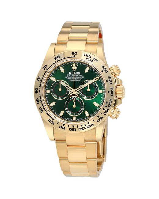 Rolex Metallic Cosmograph Daytona Green Dial 18k Yellow Gold Oyster Watch 116508grso for men