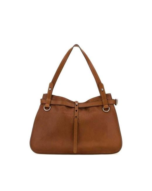 Miu Miu Brown Caramel Leather Shopping Bag Cognac Borse A Mano
