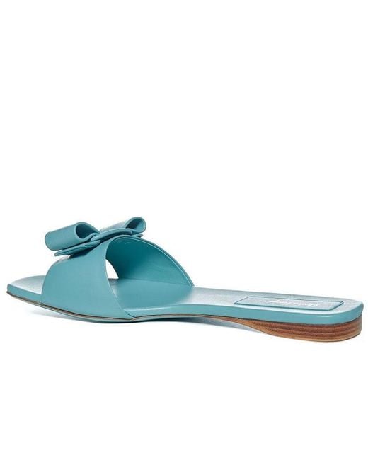 Ferragamo Blue Salvatore Ladies Tyrone Vicky Viva Bow Slide Sandals