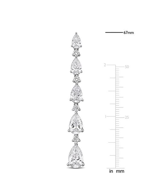 Created Forever Metallic 12 1/3Ct Tw Pear And Round-Cut Lab-Grown Drop Earrings