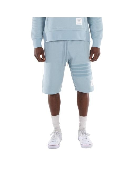Thom Browne Blue 4-Bar Double Face Knit Sweatshorts, Brand Size 3 for men