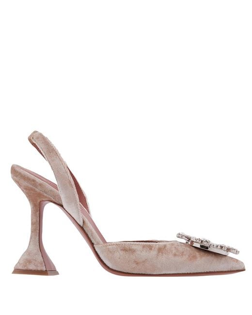 AMINA MUADDI Pink Begum Velvet Slingback Pumps, Brand Size 35 Us