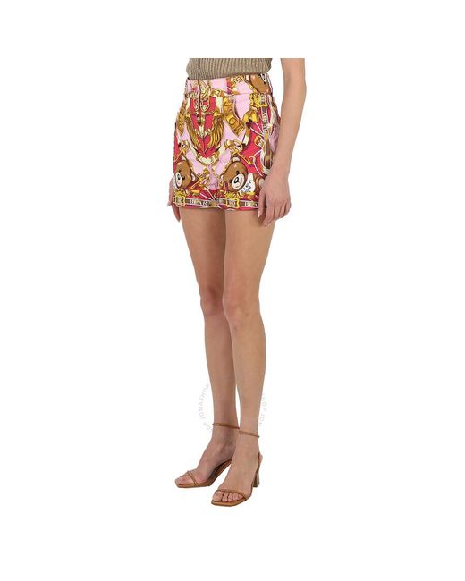 Moschino Orange Fantasia Rosa Teddy Scarf High-waisted Shorts