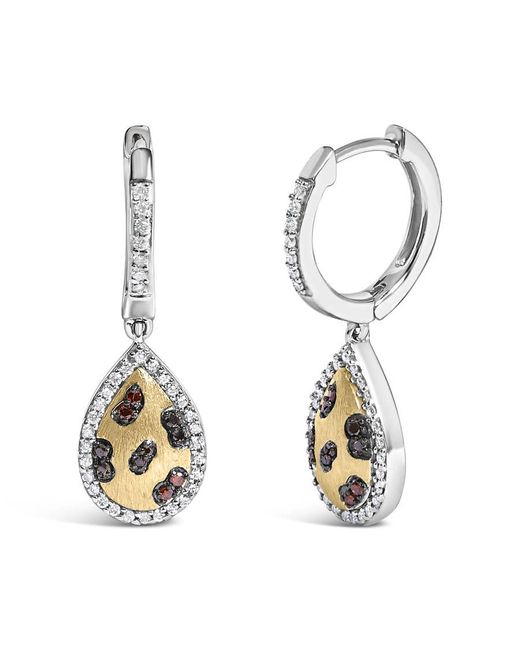 Haus of Brilliance Metallic 10K Plated Sterling 1/3 Cttw Multi Color Diamond Pear Shape Dangle Earrings