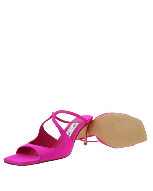 Jimmy Choo Purple Anise 75 Satin Mules