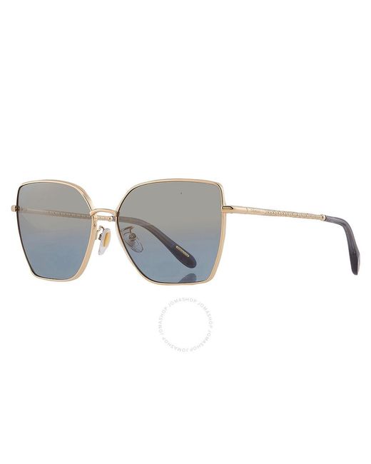 Chopard Metallic Blue Mirror Gold Butterfly Sunglasses Schf76v 300g 59