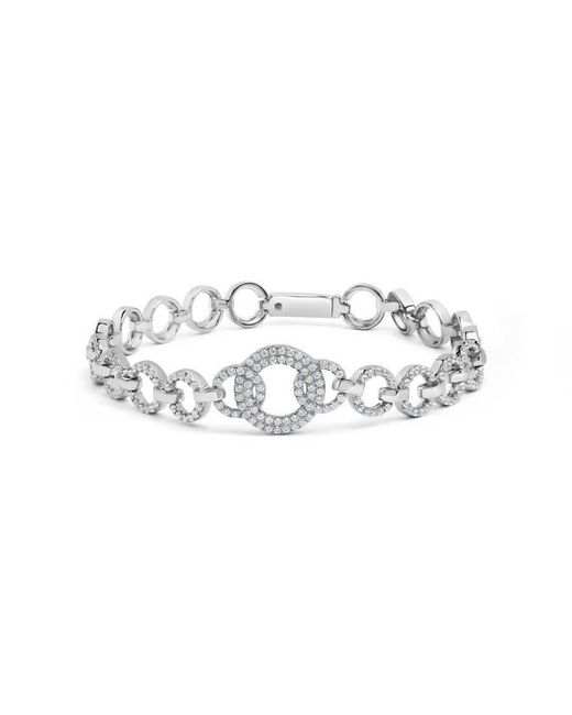Haus of Brilliance Metallic 925 Sterling 1.00 Cttw Diamond Interlinking Open Circle Link Bracelet
