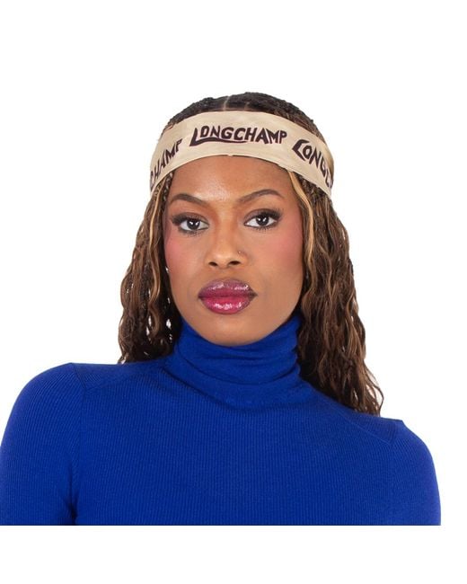 Longchamp Blue Graphic Tiger-Print Silk Headband