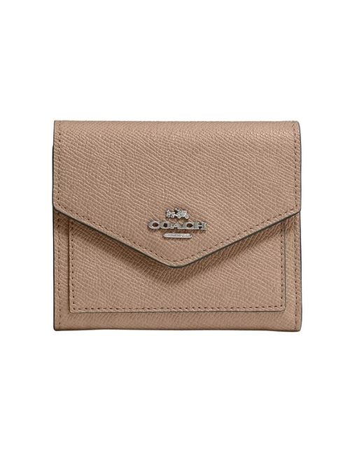 COACH Brown Leather Compact Trifold Wallet