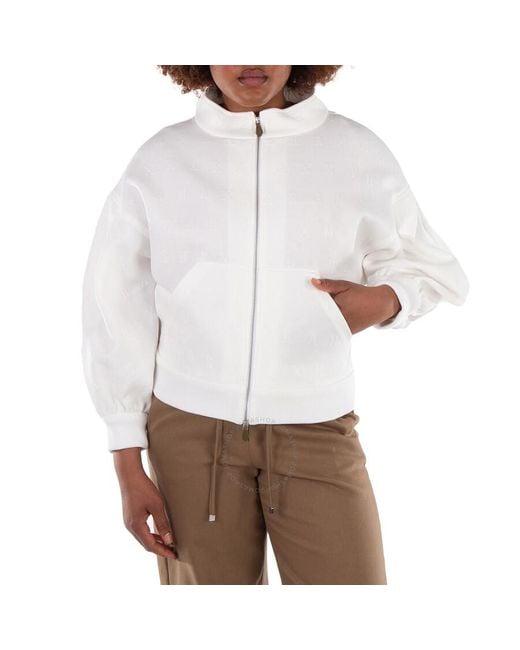 Max Mara White Gastone Logo-Jacquard Jacket
