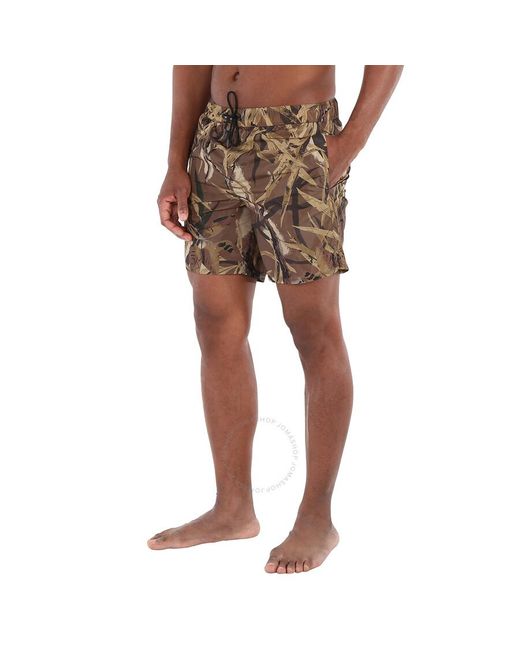 Moncler Natural Leaf Print Swim Shorts for men