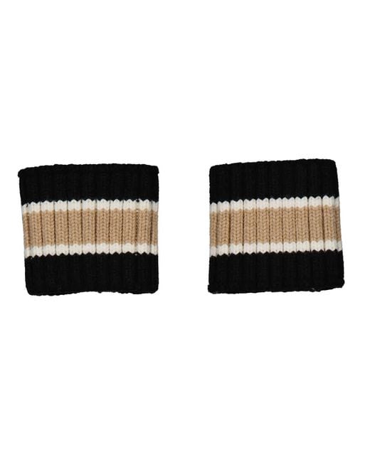 Burberry Black Rib Knit Technical Wool Cuffs