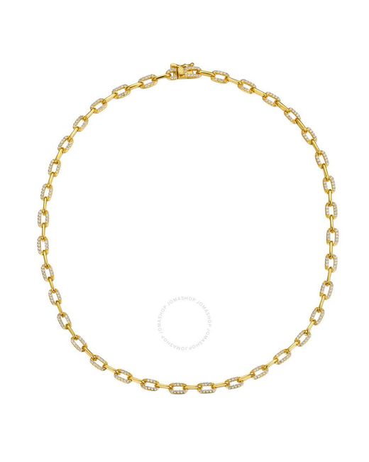 Rachel Glauber Metallic Megan Walford 14k Yellow Gold Plated With Cubic Zirconia Flat Cable Link Chain Layering Bracelet
