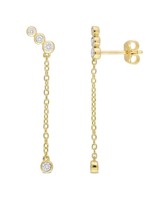 Created Forever Metallic 1/5 Ct Tgw Lab Created Diamond Dangle Earrings Iin 18K Plated Sterling for men