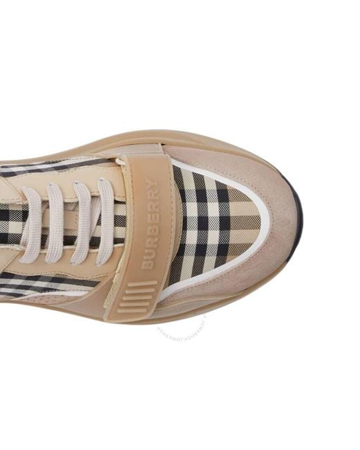 Burberry Natural Ramsey Vintage Check Sneakers, Brand Size 41.5 Us for men