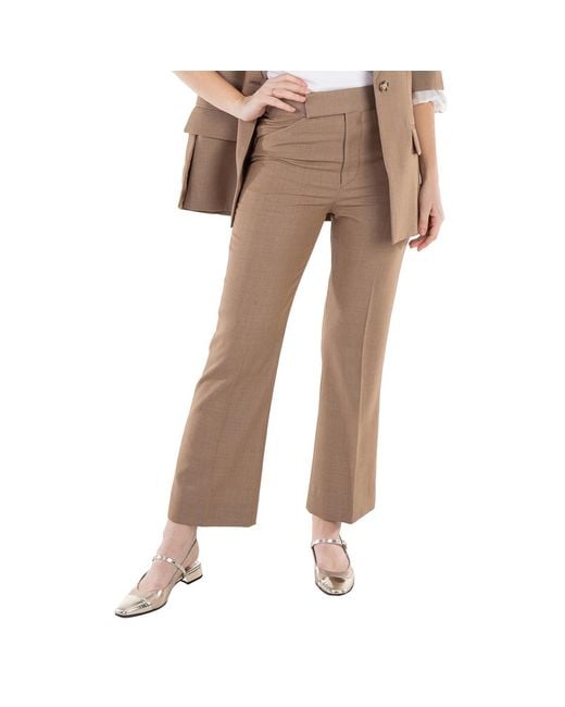 Victoria Beckham Natural Cropped Flare Trousers, Brand Size 4 (Us