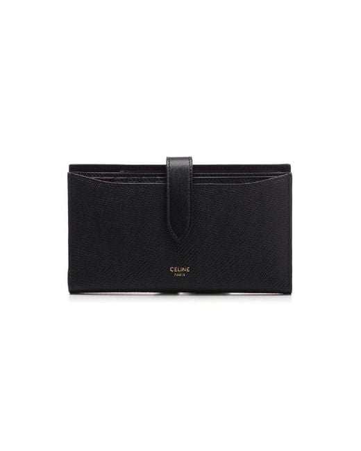 Céline Black Grained And Smooth Calfskin X Wallet Case