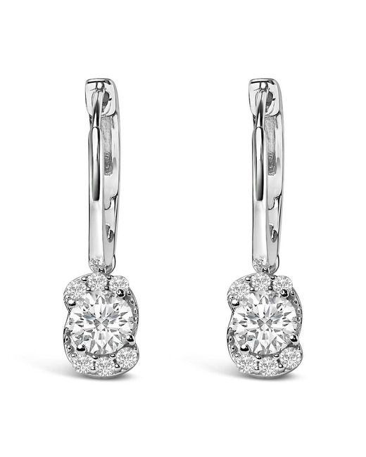 Haus of Brilliance White Sterling 5/8 Cttw Lab Grown Diamond Oval Cluster Drop Earrings
