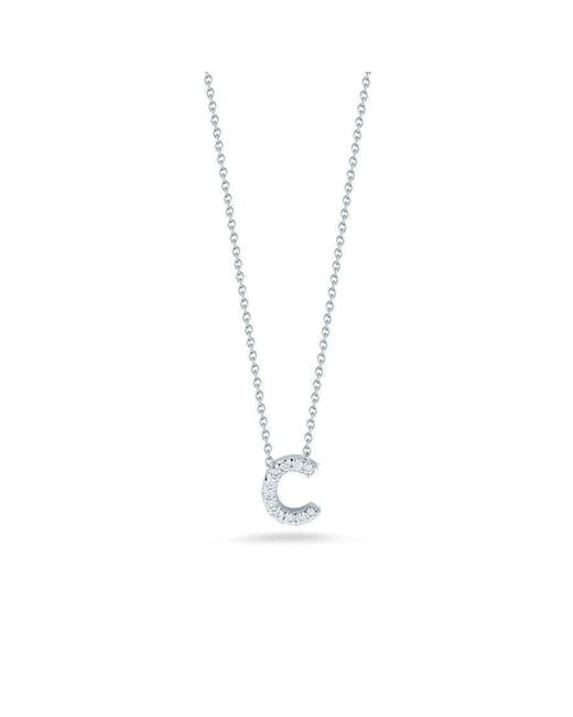 Roberto Coin Metallic 18k White Gold Tiny Treasures Diamond Letter C Pendant
