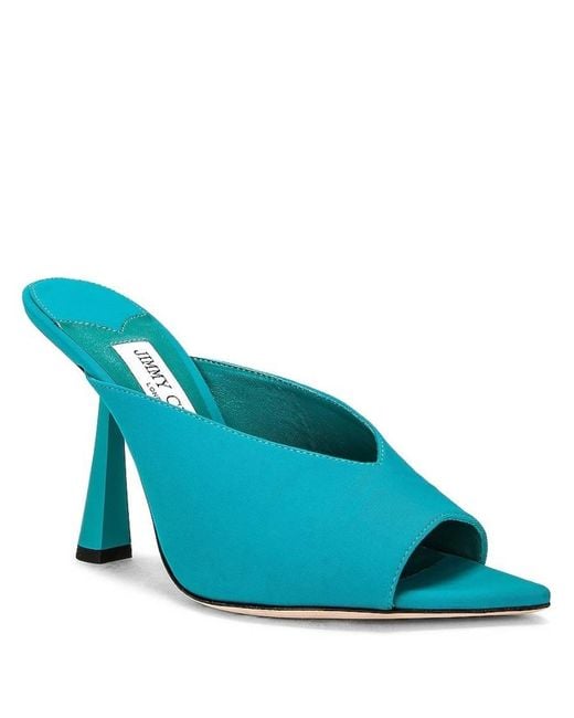 Jimmy Choo Blue Maryanne 100 Lycra Pointed-Toe Mules, Brand Size 36.5 Us
