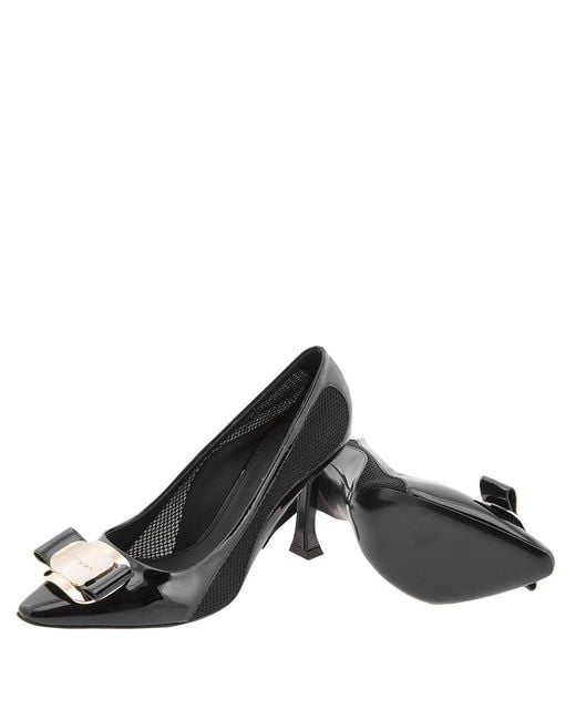 Ferragamo Black Ferragamo New Vara Mesh Insert Pumps, Size 4.5 D