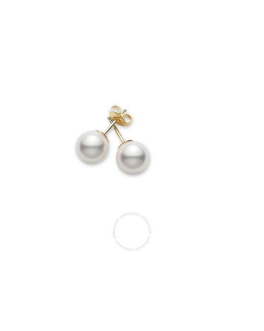 Mikimoto Metallic Akoya Pearl Stud Earrings With 18k Yellow Gold 6-6.5mm A+