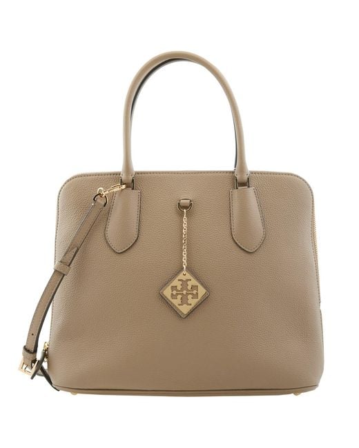 Tory Burch Natural Pebbled Swing Satchel