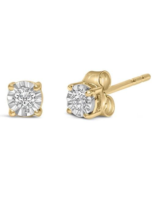 Haus of Brilliance Metallic 10K Plated .925 Sterling 1/10 Cttw Round-Cut Lab Grown Diamond Stud Earrings