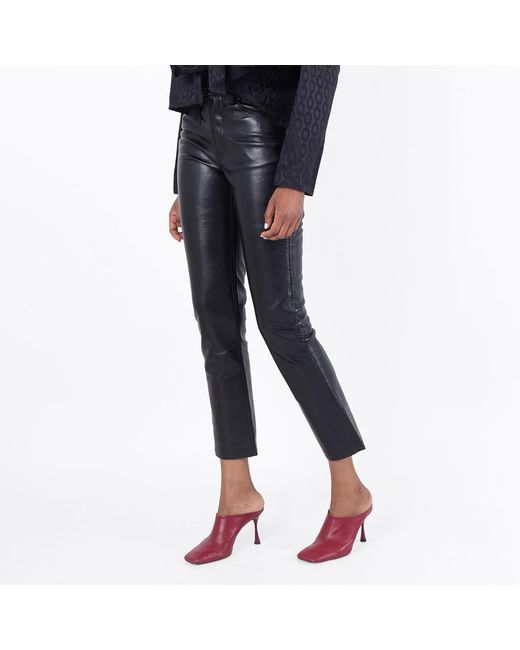 Anine Bing Blue Bruno Faux Leather Pants, Waist