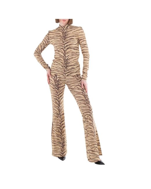 Stella McCartney Natural Long-Sleeved Tiger Printed Top