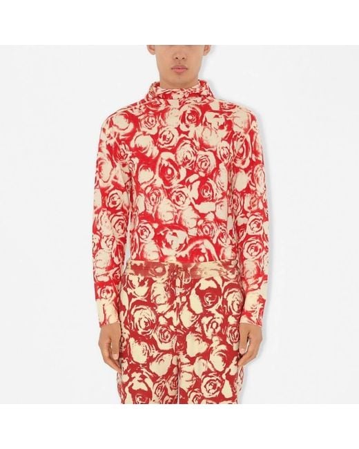 Burberry Red Rose Wool Hoodie for men