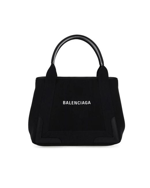 Balenciaga Black Small Cabas Logo Print Tote Bag