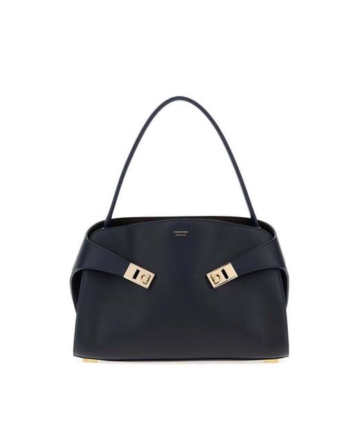 Ferragamo Blue Leather Medium Hug Soft Shoulder Bag Newnavydkbtestadimorotestadimoro Borse A Mano