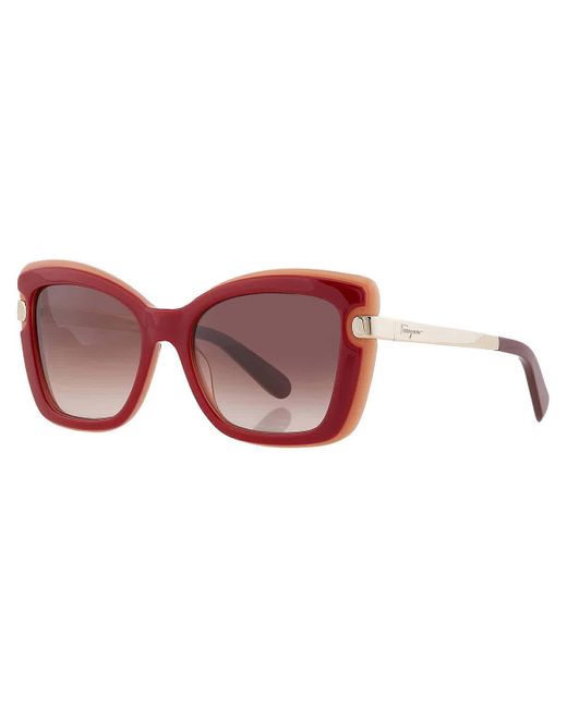 Ferragamo Brown Red Gradient Butterfly Sunglasses Sf814s 631 54
