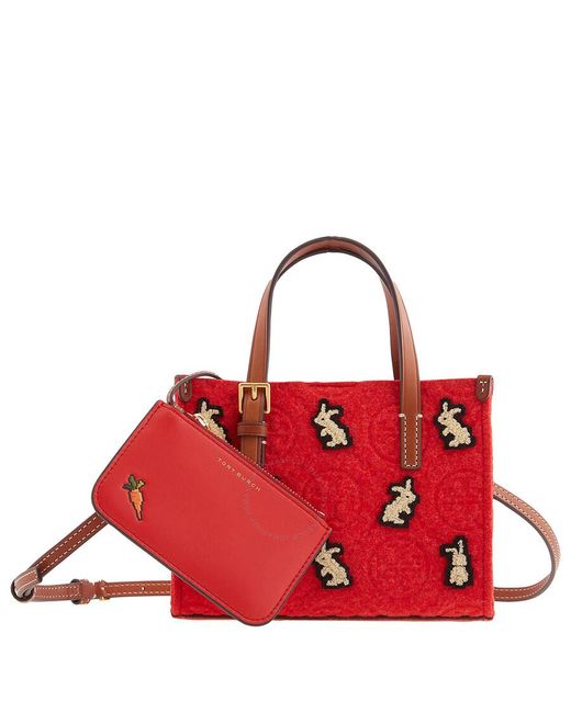 Tory Burch Rabbit T Monogram Embroidered Tote