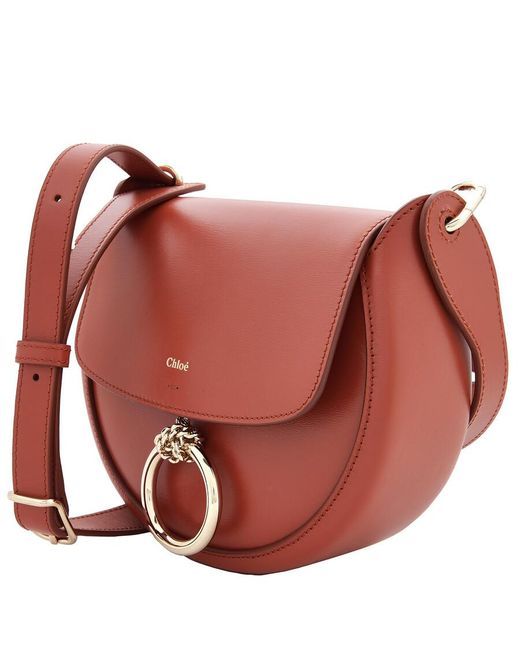 Chloé Red Arlene Small Ring Half-Moon Crossbody Bag
